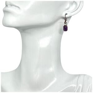 Petite Purple Crystal Drop Earrings Vintage Style with Aurora Borealis Accent